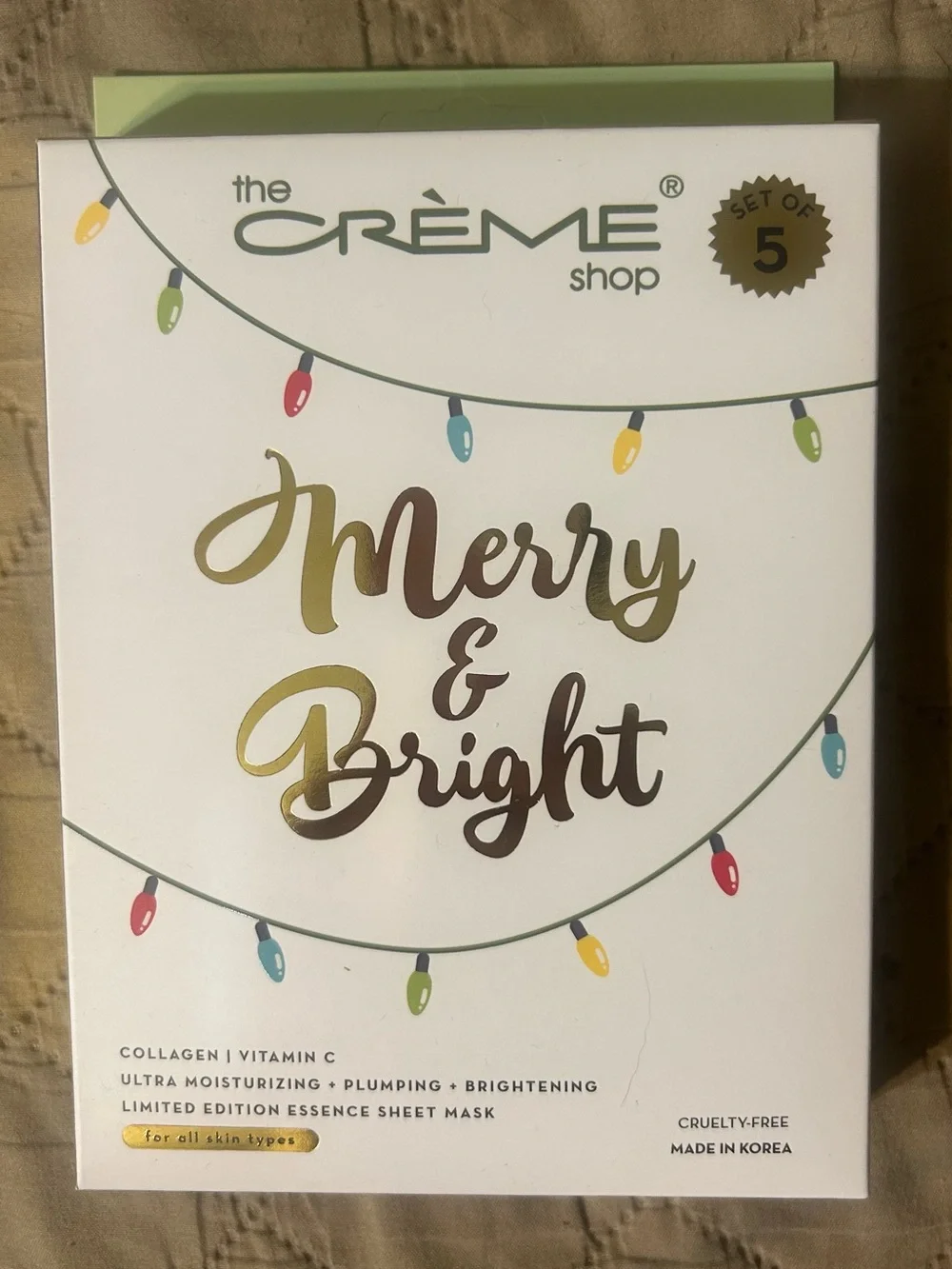 The Crème Shop Merry & Bright Sheet Mask Set of 5 NIB Holiday K-Beauty